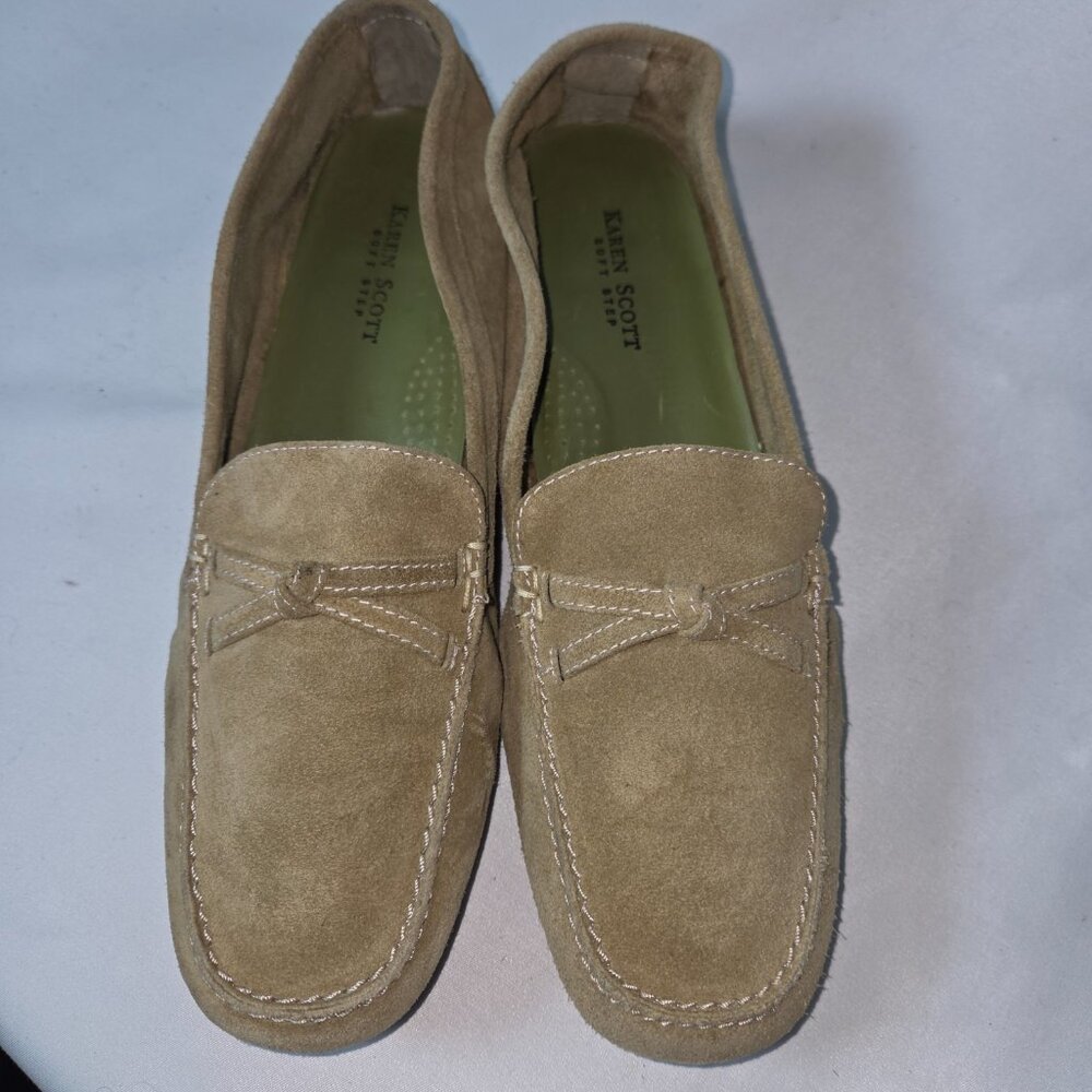 Karen Scott Women’s Wendy Olive Green Suede Leather Loafer, Size 8.5M